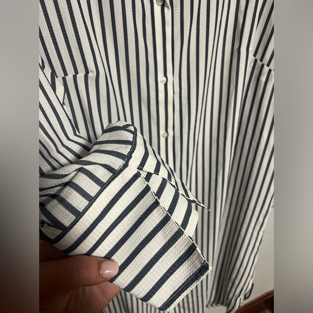 H&M Navy and White Striped Shirt Dress - Picture 2 of 6